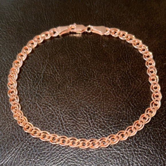 Other - Link chain 5mm 925 silver bracelet unisex rambo 14k rose gold plated